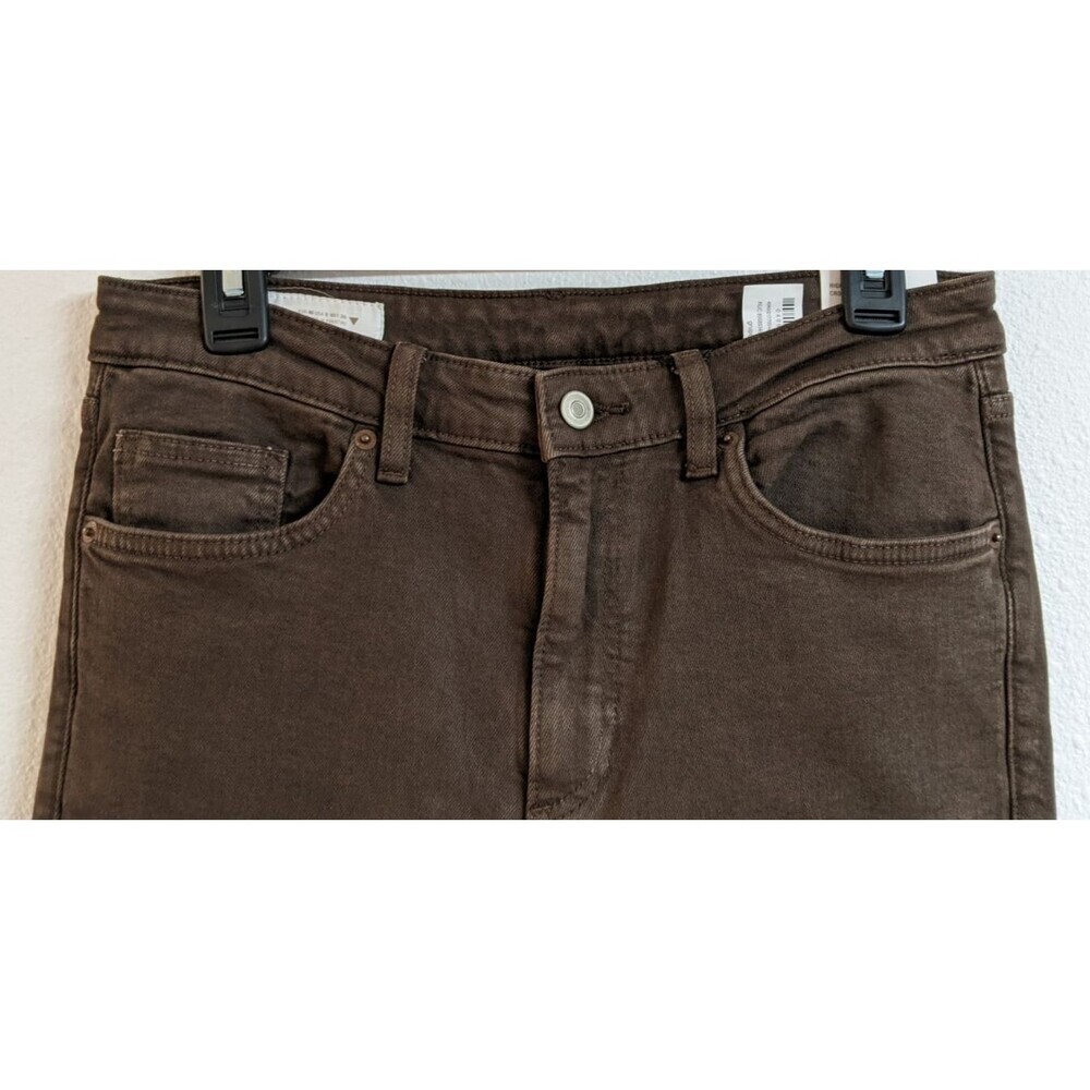 NWT~ZARA Chocolate Brown High-Rise Cropped Flare Stretch Denim Jeans 40/8 - Picture 3 of 11